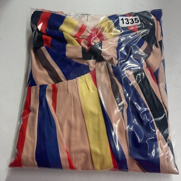 English Factory Multi Color Stripe Lined Maxi Dress L - Picture 11 of 11